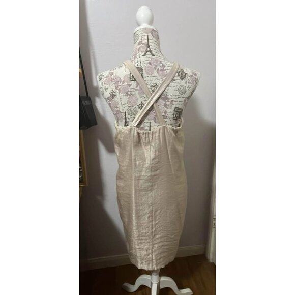 Elegant Champagne Beaded Halter Dress – Size L - Picture 3 of 3